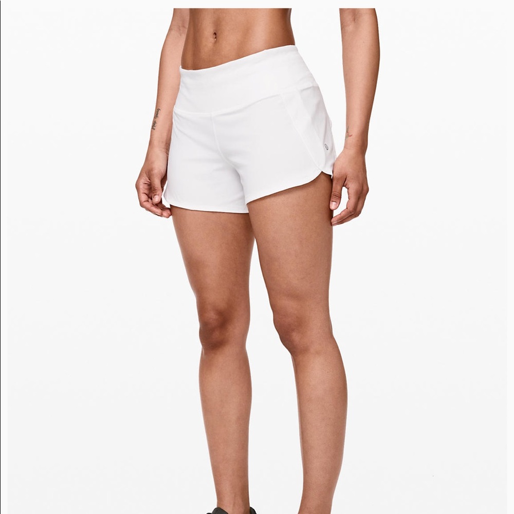 EUC Lululemon Run Times II short, white, size 8